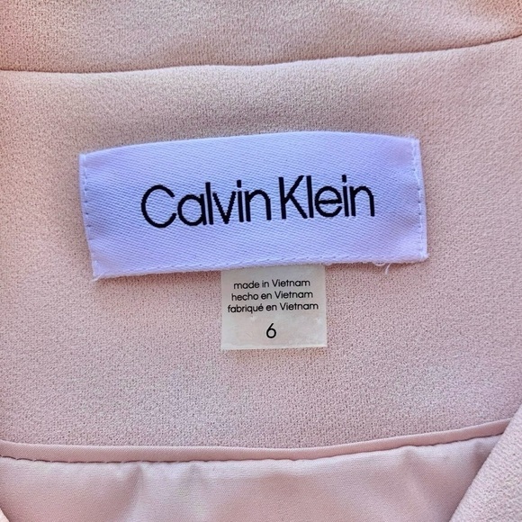 Calvin Klein Pastel Light Pink Gold Buttoned Swing Blazer Jacket Career Size 6 - Picture 7 of 8